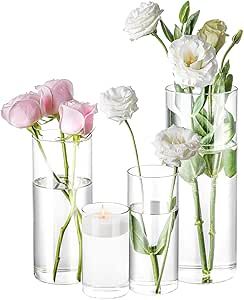 Clear Flower Vase, Tall Flower Vase, Floating Candle Holders, Clear Candles, Vase Transparent, Glass Cylinder Vases, Floating Candle, Glass Cylinder, Clear Glass Vases