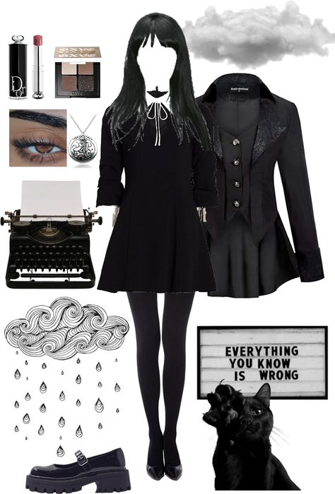 Addams Family Inspired Outfits, Wensday Adams Aesthetic Outfits, Wednesday Addams Outfit Inspiration, Wednesday Inspired Outfit, Wednesday Outfit Ideas, Addams Outfit, Adams Family Costume, Modern Witch Outfit, Wednesday Style