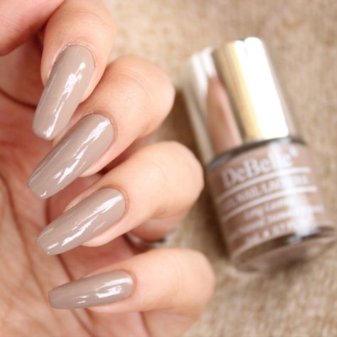 DeBelle Gel Nail Lacquer Coco Bean - (Light Brown Nail Polish), 8ml Nude Nail Paint, Nails In Brown, Nail Polish Colours, Dusky Skin, Nail Paint Shades, Chrome Nail Polish, Brown Nail Polish, Long Lasting Nail Polish, Nude Nail Polish