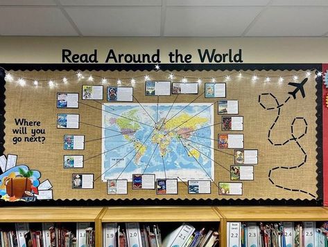 KCS Education on Instagram: "Display inspo from @teachingyear6 using our glitter hessian! 🤩🌍✨   #primary #primarydisplay #primaryteacher #primaryteaching #teachersofinstagram #teacher #teaching #classroomdisplay #primarylearning #primaryeducationresources #kcssocial" Corridor Displays School, Reading For Pleasure Display, Ks1 Library, Our Class Display, Book Corner Classroom, Classroom Displays Ks2, English Classroom Displays, Primary School Displays, Primary Classroom Displays