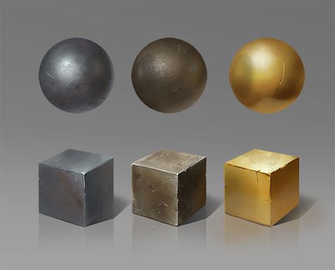 Metals material studies by Coffee-Shakes on DeviantArt Metal Digital Art, Metal Drawing, Concept Art Tutorial, Digital Painting Techniques, Texture Drawing, Hand Painted Textures, Digital Texture, Material Textures, Concept Art Drawing