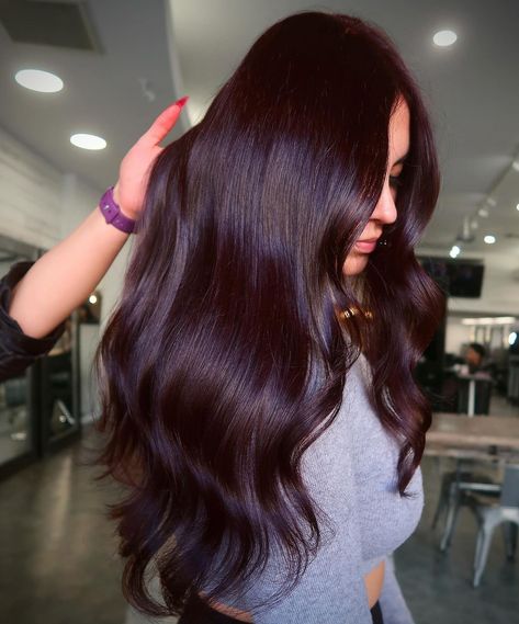 Cherry Cola Hair Color Trend Is Back To Grab The Spotlight Again Dark Cherry Hair Color, Dark Cherry Hair, Chocolate Cherry Hair, Fall Red Hair, Cherry Brown Hair, Cherry Cola Hair Color, Purple Brown Hair, Cherry Cola Hair, Cherry Hair Colors