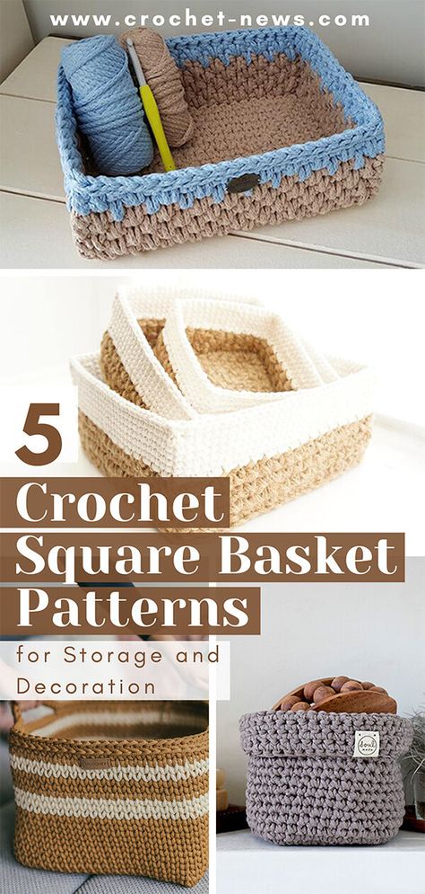 We prepared a list of crochet square basket pattern for our fellow crafters who can’t seem to get rid of their mess! If you’re one of them, you better check it out.Aside from keeping your clutter hidden from your sight, crochet square baskets also double as home decor. They will definitely look perfect in your living room or even as an organizer on your shelves and drawers! #CROCHET Crochet Square Basket, Crochet Storage Baskets Free Pattern, Crochet Storage Baskets Free, Zpagetti Crochet, Crochet Organizer, Square Basket, Crochet Basket Pattern Free, Crochet Storage Baskets, Crochet Storage