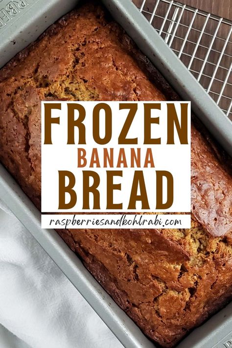 Transform your frozen bananas into a scrumptious Frozen Banana Bread! This delightful recipe rescues those overripe bananas from the freezer and turns them into a moist and flavorful loaf of bread. The frozen bananas add an extra level of sweetness and create a wonderfully dense texture. Whether enjoyed as a breakfast treat or a tasty dessert, this Frozen Banana Bread is a delicious way to reduce food waste and satisfy your cravings. Baking With Frozen Bananas, Banana Bread Recipe With Frozen Bananas, Banana Recipes To Freeze, Banana Bread Frozen Bananas, Banana Bread From Frozen Bananas, Freezer Banana Bread, Frozen Ripe Banana Recipes, Frozen Bananas What To Do With, Using Frozen Bananas For Banana Bread