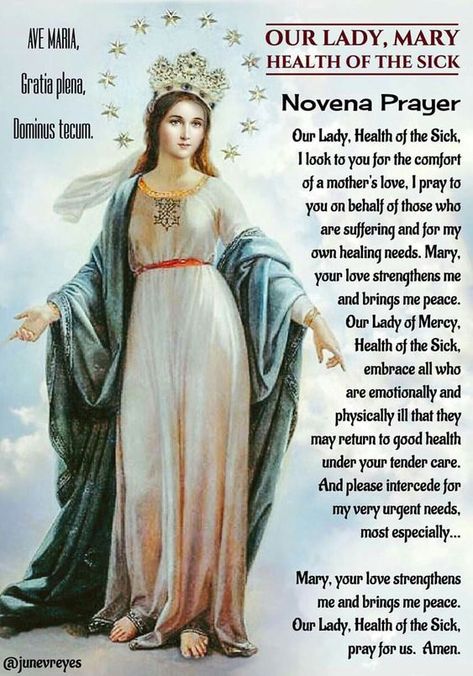 Prayers to the Blessed Virgin Mary | MaryPages Novena For Healing, Our Lady Of Good Health, Immaculate Mary, Prayer For The Sick, Catholic Prayers Daily, Our Lady Of Grace, Blessed Mary, Novena Prayers, Spiritual Prayers