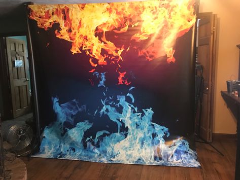 Earth Wind And Fire Party Theme, Fire And Ice Backdrop, Fire And Ice Dance Theme, Fire And Ice Decorations, Elemental Party Theme, Fire And Ice Party Theme, Fire Ice Party, Fire And Ice Party, Elemental Party