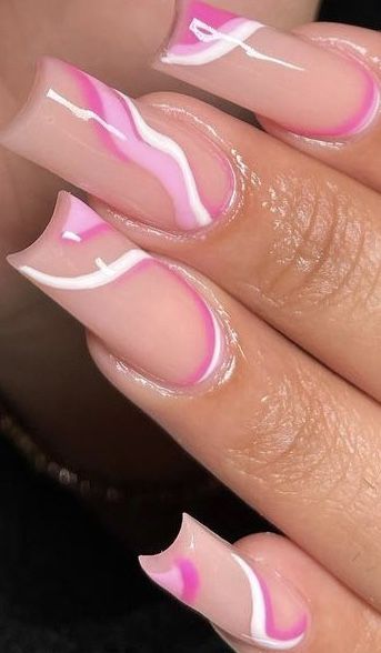 Nail Art Designs Square Nails, Nails Xoxo, Fashionable Nails, Pink Ombre Nails, Long Acrylic Nail Designs, Drip Nails, Summery Nails, Girly Acrylic Nails, Work Nails