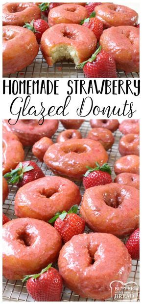 Fresh Strawberry Glaze, Resep Vegan, Homemade Donuts Recipe, Pumpkin Spice Donut, Glazed Donuts, Chocolate Glazed Donuts, Strawberry Donuts, Glazed Doughnuts, Strawberry Glaze