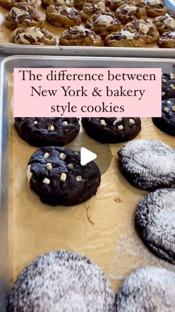 Tammy’s Cookie Company on Instagram: "“𝗧𝗵𝗲 𝗸𝗲𝘆 𝗱𝗶𝗳𝗳𝗲𝗿𝗲𝗻𝗰𝗲𝘀 𝗯𝗲𝘁𝘄𝗲𝗲𝗻 𝗡𝗲𝘄 𝗬𝗼𝗿𝗸 𝗮𝗻𝗱 𝗯𝗮𝗸𝗲𝗿𝘆 𝘀𝘁𝘆𝗹𝗲 𝗰𝗼𝗼𝗸𝗶𝗲𝘀: ⬇️⬇️⬇️⁣ ⁣ New York style cookies were made popular by Levain Bakery. They are tall, massive cookies that rely on their size and higher baking temperature to create a soft, cookie dough-like interior while maintaining a crispy-edged exterior.⁣ ⁣ To create these cookies, usually colder butter is combined with some cake flour and cornstarch. Since cold butter doesn’t cream with sugar, micro butter lumps create pockets of moisture, which steam. Together with the cornstarch and cake flour (low protein) these create that soft underbaked taste, which is absolutely delicious.⁣ ⁣ To help create the extra height, usually structural ingredients like Bakery Style Sugar Cookie Recipe, Bakery Style Cookies, Levain Bakery, Cookie Company, Baking Company, Soft Cookie, New York Style, Sugar Cookies Recipe, Cake Flour