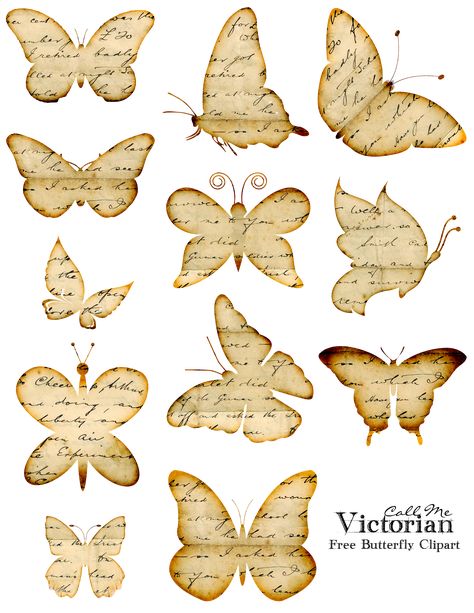 *Call me Victorian offers these Free Printable* Fleur –de-lis, Journaling Spots, Distinguished Gentlemen, Leap Year 2012 Celebrations, Silhouette, and Butterfly Image Distressed Writing to name a few, plus other interesting information. These will come in handy with my crafting Ideas. Thanks for taking the time to share. (Robin) Diy Papillon, Stary Papier, Butterfly Wedding Theme, Seni Resin, Journal Images, Typography Drawing, Diy Butterfly, Butterfly Images, Butterfly Clip Art