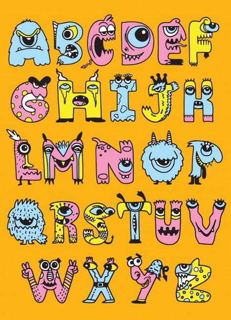 Halloween alphabet Premium Vector | Premium Vector #Freepik #vector #kids #halloween #character #cartoon Cartoon Font Design, Name Typography Design, Creative Alphabet Letters, Halloween Calligraphy, Character Alphabet, Cartoon Legs, Alphabet Characters, Monster Font, Monster Alphabet