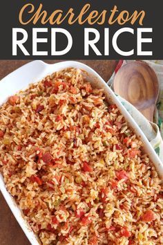 Charleston Red Rice: A Lowcountry recipe popular from Charleston to Savannah, made from rice cooked with bacon and a tomato broth seasoned with peppers and onions perfected by the Gullah and Geechee. #redrice #charleston #gullah #southern #lowcountry Pepperoni Fried Rice, Rice Tomato Recipe, Red Rice Recipes, Red Rice Recipe Southern, Charleston Red Rice, Best Rice Recipes, Grain Sides, Charleston Rice, Flavored Rice Recipes