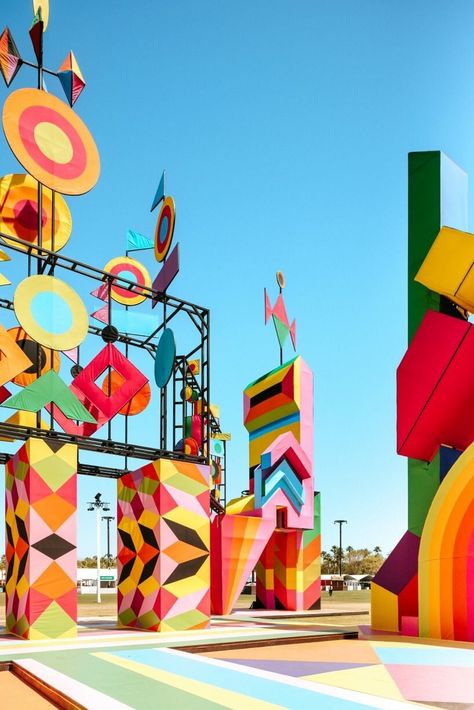 morag myerscough's kinetic installation enlivens coachella desert Morag Myerscough, Kinetic Installation, Dancing In The Sky, Interactive Artwork, Coachella 2024, Light Structure, Music Project, Coachella Valley Music And Arts Festival, Art Beat