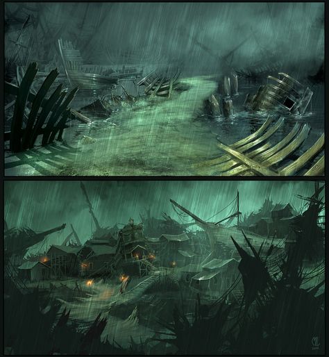 Ship Graveyard, Flip Books Art, Sea Of Monsters, Sea Of Thieves, A Ship, A Concept, High Fantasy, Dark Ages, Pirate Ship