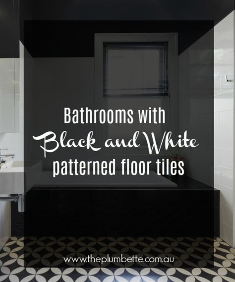 Bathrooms with Black and White Patterned Floor Tiles Black And White Floor With Wallpaper, Black And White Vinyl Flooring Bathroom, Bathrooms With Black And White Floors, Black And White Bathroom Floors, Black And White Pattern Tile Bathroom, Bathroom With Black And White Tile Floor, Black And White Bathroom Floor Tile, Black And White Floor Tile Bathroom, Bathroom Black And White Floor