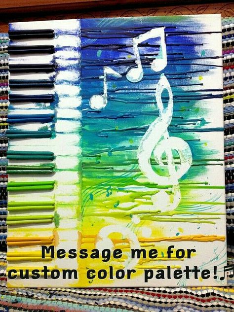 Art Painting Music, Funky Art Painting, Melted Crayons, Painting Music, Crayon Crafts, Abstract Inspiration, Black Keys, Music Crafts, Crayon Art Melted