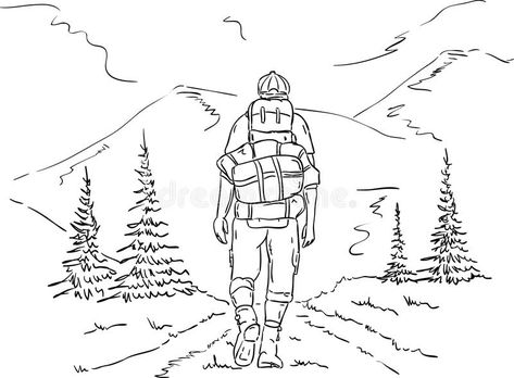 Hiker on the trip royalty free illustration Path Illustration, Illustration Of People, Mountain Travel, Free Illustration, The Trip, Art Inspiration Drawing, Free Illustrations, Line Drawing, Drawing Sketches