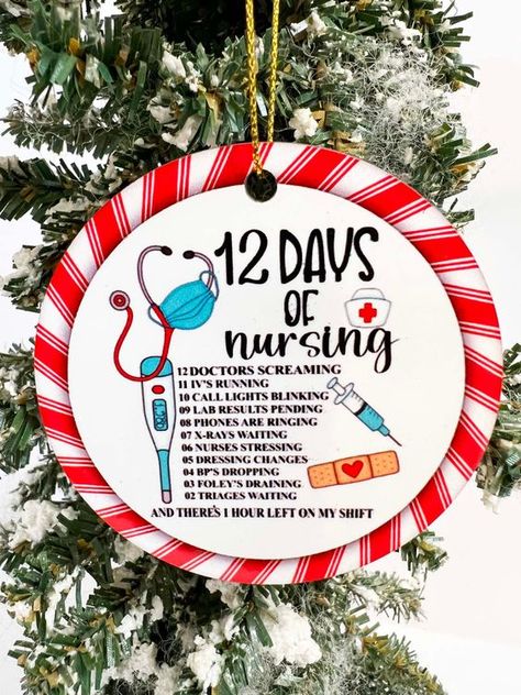 Nurse Themed Wreaths, Nursing Christmas Tree, 12 Days Of Nursing Christmas, Nurse Themed Christmas Tree, Nurse Christmas Ornament, Nurses Station Christmas Decor, Nursing Christmas Decorations Hospitals, Nurse Christmas Decorations, Nursing Ornaments