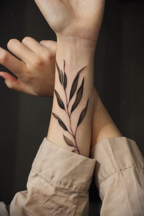 More than just a tattoo artist Elena Fedchenko | iNKPPL Korean Tattoo Artist, Leaf Tattoo, Becoming A Tattoo Artist, Inner Forearm Tattoo, Floral Tattoo Sleeve, Plant Tattoo, Forearm Tattoo Women, Botanical Tattoo, Simplistic Tattoos