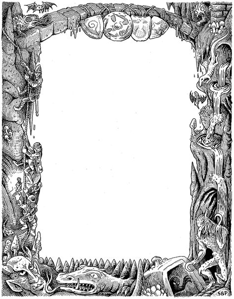 Stefan Poag, Fantasy Border, Medieval Border, Picture Borders, Dnd Character Sheet, Fantasy Drawings, Desenho Tattoo, Decorative Borders, Beautiful Dark Art