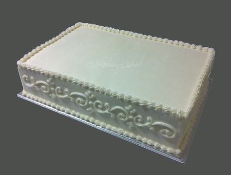 White Sheet Cake for 100 | Double layered sheet cake, with s… | Flickr Wedding Cake Designs 1 Layer, Classy Sheet Cake, Rectangular Christmas Cake, Wedding Sheet Cake Ideas, Elegant Sheet Cake Designs, White Sheet Cake, White Sheet Cakes, Sheet Cakes Decorated, Wedding Sheet Cakes