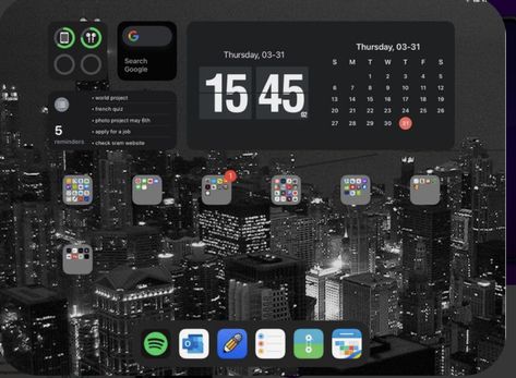 Ipad 16 Ios, Ipad Home Wallpaper, Aesthetic Ipad Homescreen Layout Black, Ipados 16 Wallpaper, Ipad Homescreen Widget Ideas, Home Screen Organization Ipad, Ipad Pro Widget Aesthetic, Ipad Homescreen Ideas For School, Ipad Home Screen Setup