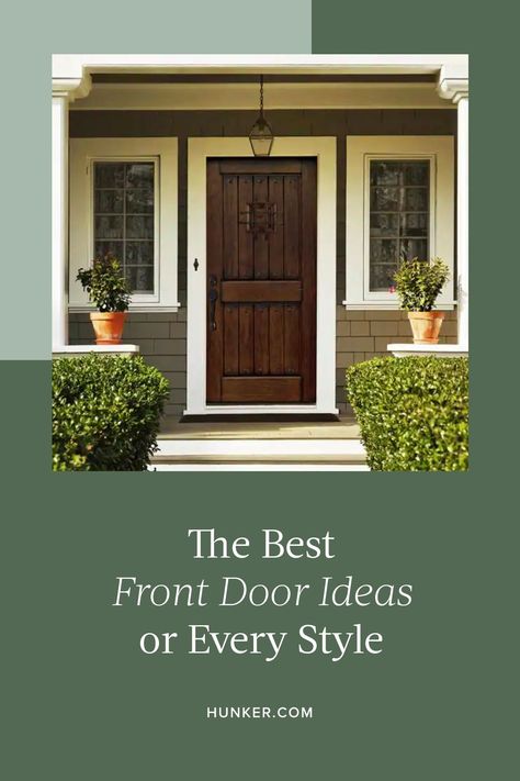 If you're looking for a change, a fresh coat of paint can do wonders to update the facade of your home. Here are the best front door picks for every style. #hunkerhome #frontdoor #frontdoorideas #frontdoorinspo #frontdoorideas Front Doors Without Windows, Inset Front Door Entrance, Exterior Front Door Ideas, Craftsman Style Front Door, Buy Front Door, Craftsman Style Doors, Front Door Inspiration, Traditional Front Doors, Modern Entry Door