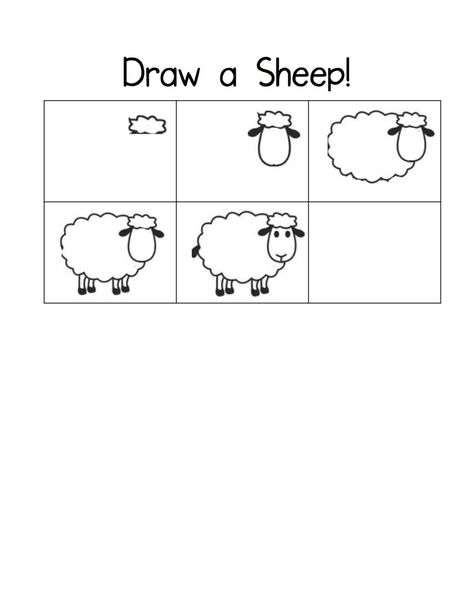 draw-a-sheep How To Draw A Sheep, How To Draw Sheep, Draw A Sheep, Sheep Drawing, Cartoon Sheep, A Sheep, Primary School, Fine Motor, Easy Drawings