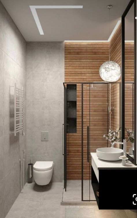 4 M2 Bathroom, Bathroom 3 M2, Decor Bathroom Ideas, Color Bathroom Design, Bathroom Design Small Modern, Bathroom Interior Design Modern, Modern Luxury Bathroom, Bilik Air, Small Bathroom Layout