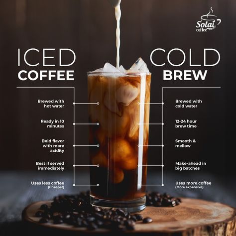 Cold Brew Vs Iced Coffee, Ice Espresso Coffee, Cold Brew Espresso Recipe, Types Of Cold Coffee, Stok Cold Brew Coffee Recipe, Cold Brew Recipes Drinks, Brewed Coffee Recipes, Cold Brew Aesthetic, Cold Coffee Aesthetic