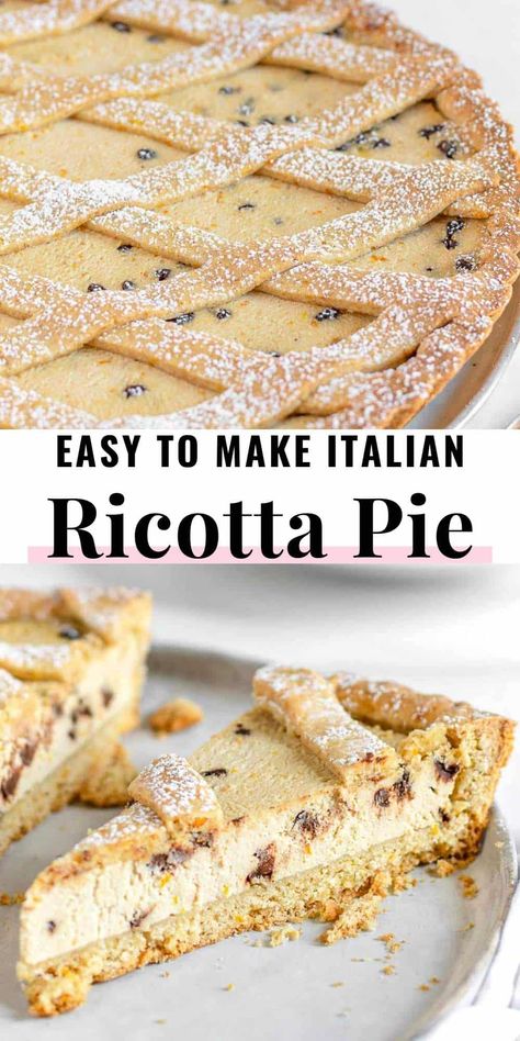 Italian Sweet Ricotta Easter Pie, Ricotta Pie Italian, Italian Pies, Italian Ricotta Pie, Crostata Recipe, Ricotta Pie, Italian Sweets, Vegan Pie Crust, Plant Based School