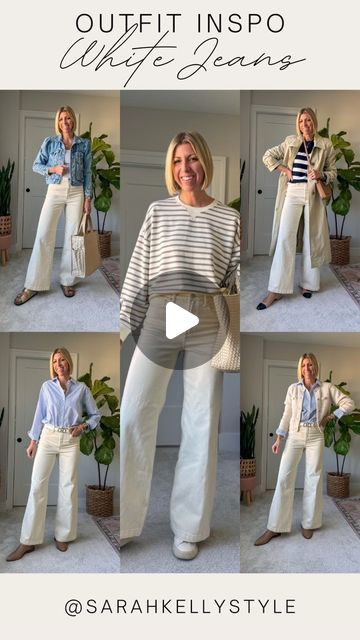 Cream Color Jeans Outfit, Cream Wide Leg Jeans Outfit, White Wide Leg Jeans Outfit, Leg Cream, Outfits For Spring, Off White Jeans, Wide Leg Jeans Outfit, Color Jeans, White Jeans Outfit