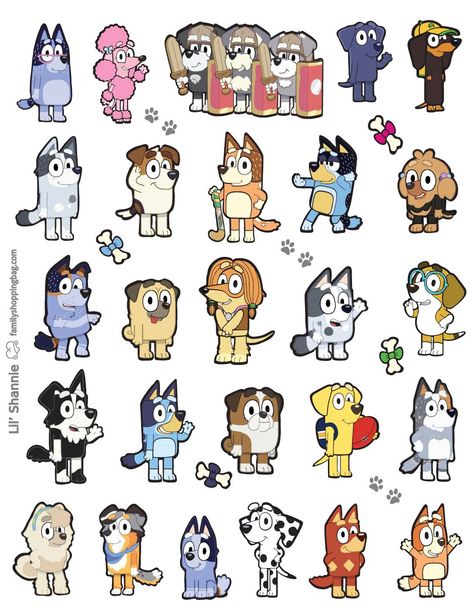 Stickers Bluey Stationery List, Bingo Party, Kitten Stickers, Disney Jr, Free Printable Stickers, 2nd Birthday Party Themes, Monster Party, Party Banners, Third Birthday