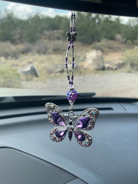 Excited to share the latest addition to my #etsy shop: BUTTERFLY (Large Purple Purple Car Accessories, Purple Disco Ball, Bedazzled Things, Purple Disco, Car Accessories Rear View Mirror, Car Jewelry, Uplifting Affirmations, Car Rearview Mirror Accessories, Crystal Purple