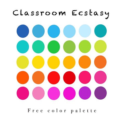 Bright Procreate Color Palette, Elementary School Color Palette, Educational Color Palette, Kidcore Palette, Kindergarten Color Palette, Color Palette For Education, Bright Rainbow Color Palette, Teacher Color Palette, Back To School Color Palette