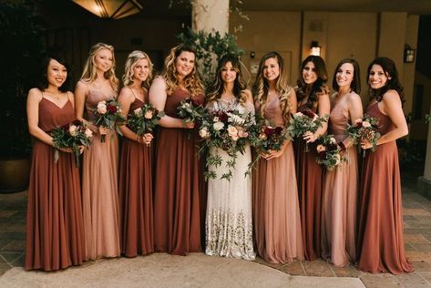 Fall Bridesmaid Dresses Flowy, Fall Wedding Bridesmaids, Fall Bridesmaids, Fall Bridesmaid Dresses, Rose Bridesmaid Dresses, Bridesmaid Dress Colors, Fall Wedding Colors, Romeo Juliet, Autumn Wedding