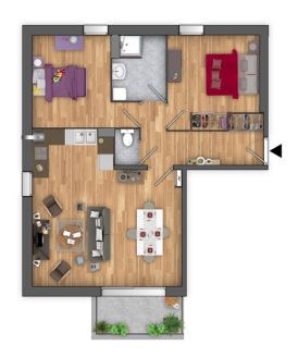 Visuel d’Illustration 2D de plan de vente d’appartement pour la promotion immobilière Studio Apartment Living, Barn Style House Plans, Barn Style House, Barn Style, Studio Apartment, Apartment Living, Home Deco, Tiny House, House Plans