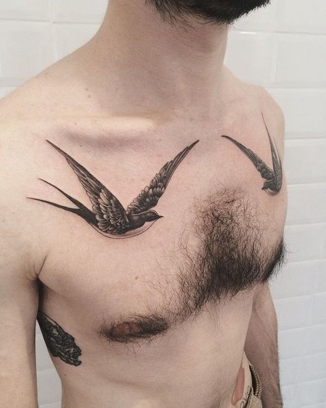 Swallow chest tattoo for man - 100  Lovely Swallow Tattoos  <3 <3 Chest Tattoo For Man, Swallow Hand Tattoo, Swallow Tattoo Meaning, Tattoo For Man, Swallow Tattoos, Teardrop Tattoo, Swallow Tattoo Design, Globe Tattoos, Rose Tattoo Thigh