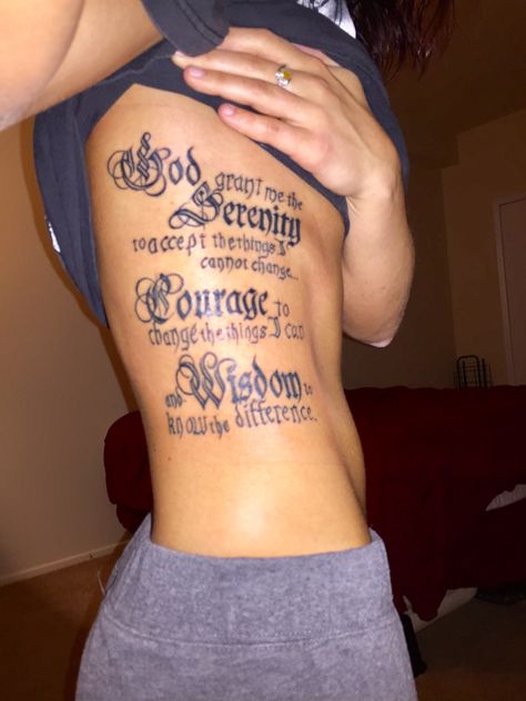 Serenity prayer tattoo God Grant Me The Serenity Tattoo Women, Serenity Tattoo Ideas, God Grant Me The Serenity Tattoo, Serenity Prayer Tattoo Design, Serenity Prayer Tattoo, Tattoos On Shoulder, Cross Shoulder Tattoos, Pray Tattoo, Tattoos On Hand