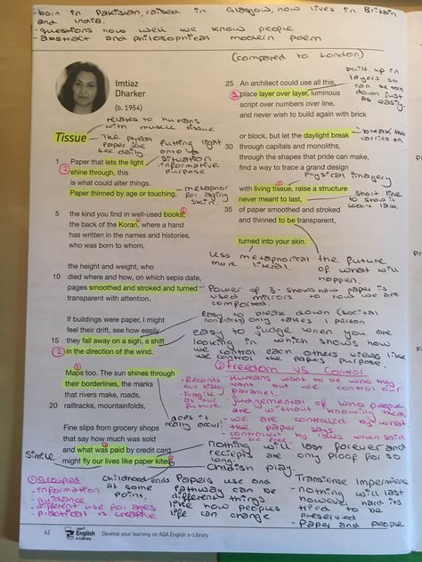 Tissue Tissue Imtiaz Dharker Analysis, Tissue Analysis Poem, Tissue Poem Analysis Gcse, Tissue Annotations, Tissue Poem Analysis, Poem Annotation, Revision Materials, Unseen Poetry, Poetry Revision