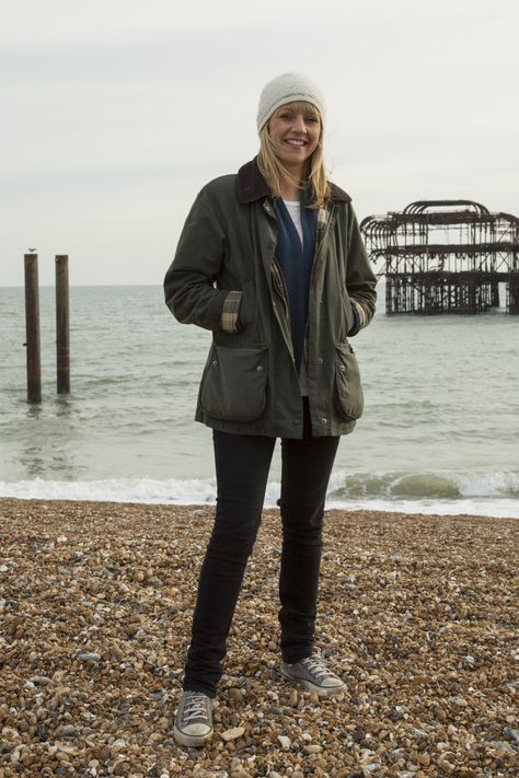 We spotted Alli in Brighton and thought she looked great in her Beadell Wax Jacket. Perfect for walks along the beach on a chilly day! Barbour Outfit, Women’s Barbour Jacket Outfit, Black Barbour Jacket Women, Barbour People, Barbour Jacket Women, Barbour Beadnell Jacket Women, Waxed Canvas Jacket, Barbour Bedale, Barbour Beadnell