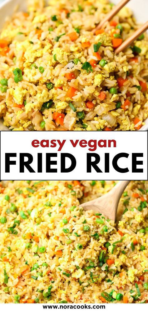 Vegan Rice Dishes, Vegan Fried Rice, Rice Recipes Vegan, Veggie Fried Rice, Fried Rice Recipe Easy, Vegan Rice, Vegetable Fried Rice, Leftover Rice, Vegan Kitchen