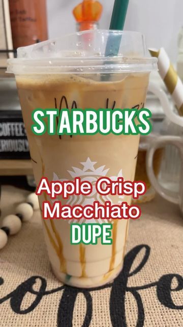 Caramel Apple Iced Coffee, Monin Syrup Recipes Coffee, Starbucks Apple Crisp Macchiato, Caramel Apple Butter, Apple Crisp Macchiato, Oatmeal Shake, Carmel Coffee, Apple Crisp With Oatmeal, Coffee Apple