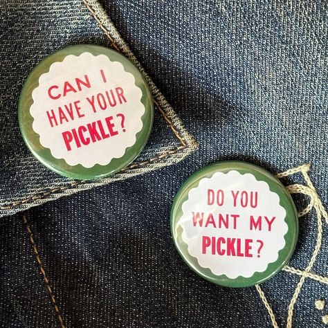 There are TWO TYPES of people in this world. Pickle Givers and Pickle Requesters. The enamel pin killed the 1" button... but the 1.75" Button lives on! ... or whatever. I just wanted to make some old school BIG buttons. Made in the USA by Me Word Cutouts, Two Types Of People, Busy Beaver, Felt Patch, Iron On Letters, Bag Pins, Riso Print, Diy Buttons, Types Of People