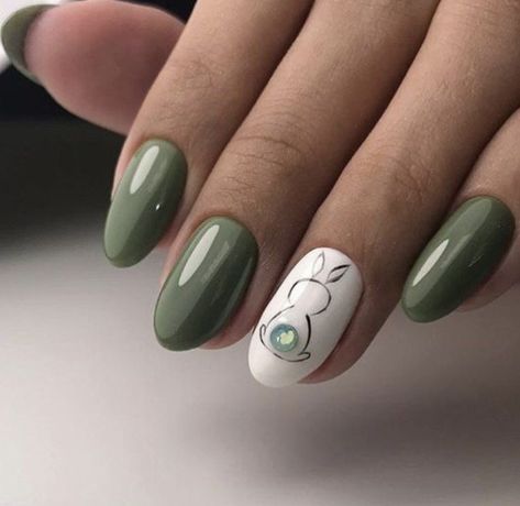 Nail Art Printemps, Green Bunny, Unghie Nail Art, Bunny Nails, Easter Nail Designs, Easter Nail Art, Spring Nail Art, Easter Nails, Short Acrylic Nails