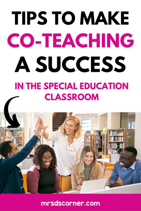 Co-teaching in the special education classroom is an increasingly popular teaching model that offers tremendous benefits for both students and educators. But is it right for you? On this blog post, you’ll learn about the benefits of co-teaching, challenges associated with co-teaching as a special education teacher and how to overcome those obstacles. Whether you are already working in a classroom with a co-teaching model, or you will in the future, this is a great resource on co-teaching. Collaborative Teaching, Teaching Responsibility, Elementary Special Education, First Year Teacher, Co Teaching, Special Ed Teacher, Special Education Elementary, Positive Learning, Student Behavior