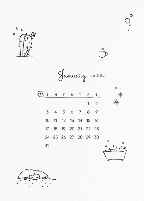 January 2021 printable template vector month cute doodle drawing | premium image by rawpixel.com / sasi Cute Doodle Drawing, January 2022 Calendar, Funny Calendars, Calendar Doodles, Calendar January, Watercolor Calendar, January Calendar, 달력 디자인, Cute Doodle