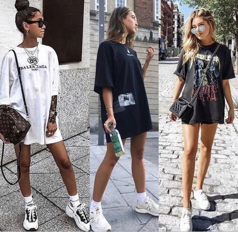 Oversize T Shirt Outfits Women Casual, Tshirt As Dress Outfit, Oversized Black Shirt Outfit, Long T Shirt Outfit, Big Tshirt Outfit, Oversized Tshirt Outfit, Tshirt Dress Outfit, Oversize Tshirt Outfits, Oversize Outfit