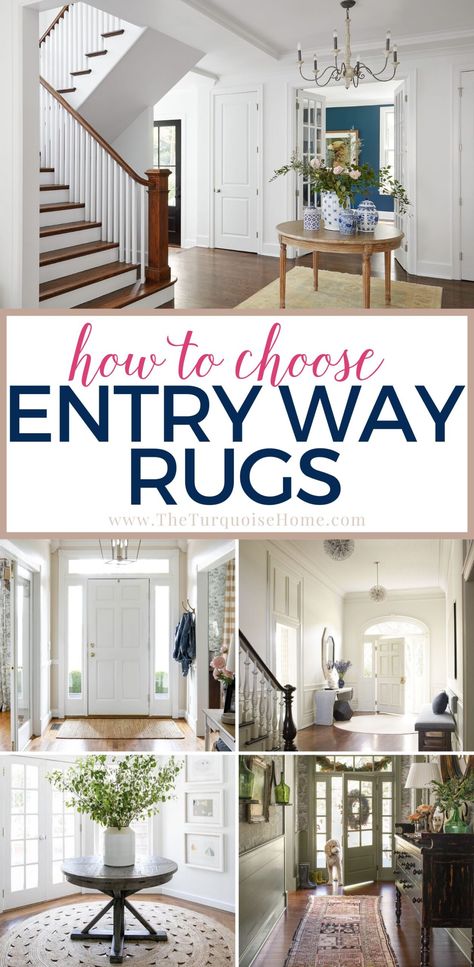 Foyer Rugs Entryway Front Entry Round, Front Doorway Ideas Entryway Inside, Entryway Rug Size Guide Farmhouse, Round Rugs In Entryway, Main Entrance Rug, Round Rug Hallway, Entry Hall Rug Ideas, Accent Rugs Entryway, Front Door Decor Ideas Entrance Inside