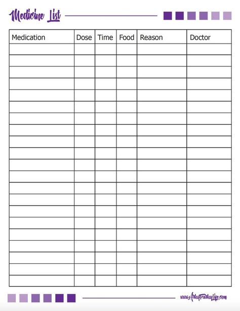 Looking for an easy way to keep track of your loved ones medications? This free printable PDF chart lets you record pills they take, doses, time of day and physician. Great for trips to doctor's offices, hospitals or nursing home stays.   #caregiver #alzheimers #dementia Medication List Template Free Printable, Daily Medication Log Free Printable, Medication Tracker Printables Free, Medication List Printable Free, Medication Chart Printable, Medicine List, Medical Organization, Emergency Procedures, Medical Printables